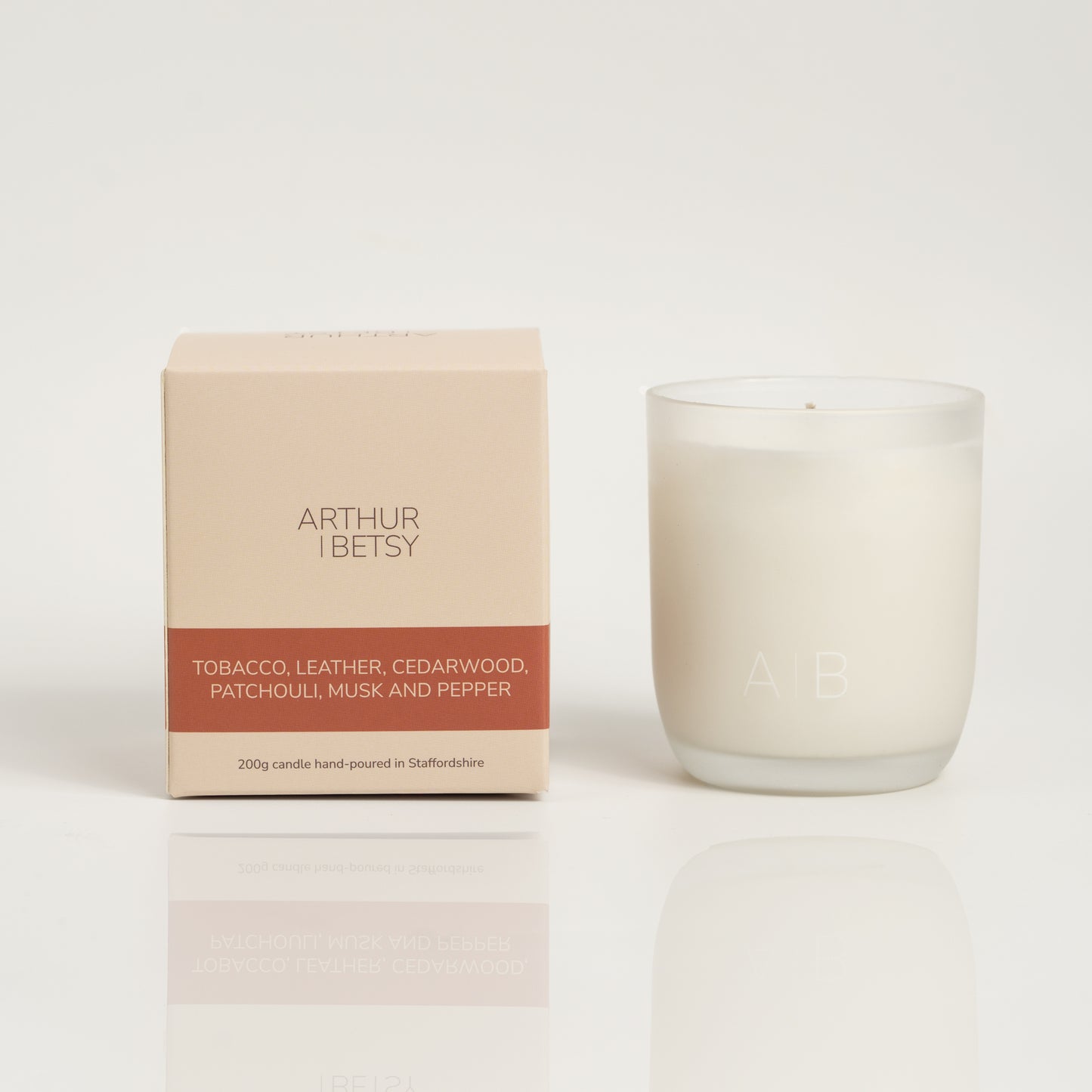 Tobacco, leather, cedarwood, patchouli, musk and pepper candle